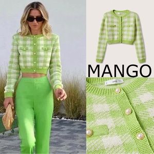 MANGO KNIT CROPPED CARDIGAN